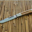 PERSONALIZED HANDMADE HIGH CARBON STEEL FOLDING KNIFE STAINLESS WITH BONE INSERTS WITH SHEATH