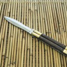 PERSONALIZED HANDMADE HIGH CARBON STEEL FOLDING KNIFE BRASS WITH KAMAGONG WOOD INSERTS WITH SHEATH