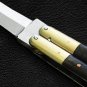 PERSONALIZED HANDMADE HIGH CARBON STEEL FOLDING KNIFE BRASS WITH KAMAGONG WOOD INSERTS WITH SHEATH