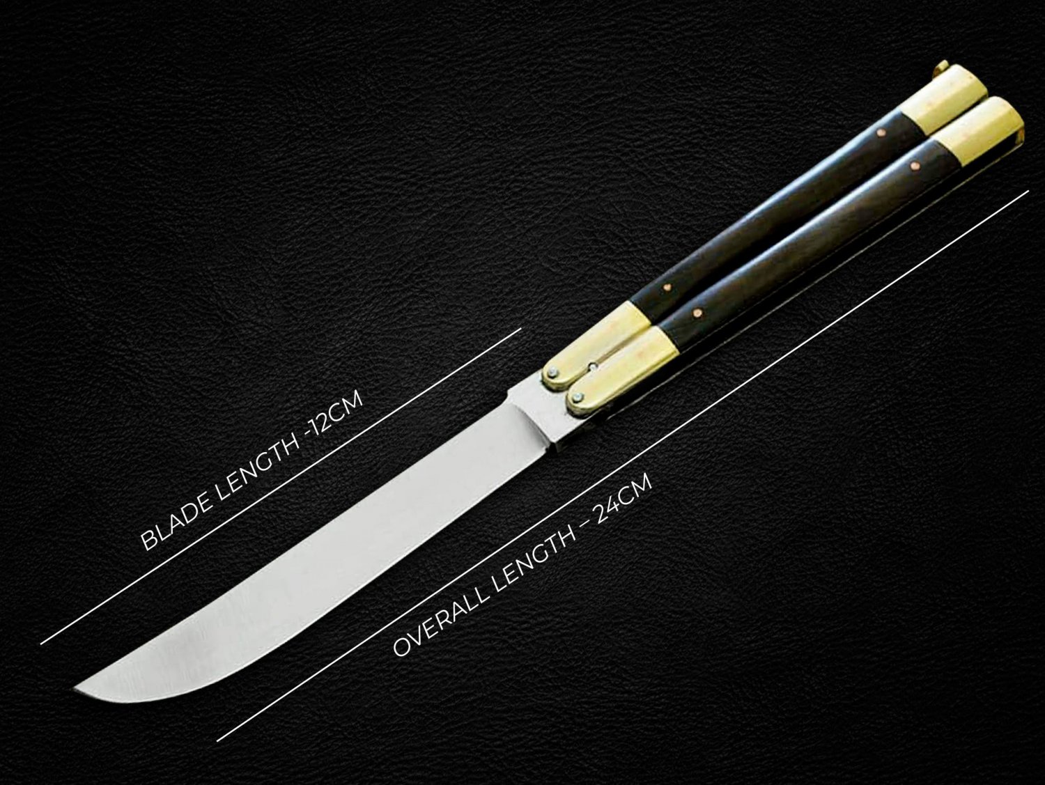 PERSONALIZED HANDMADE HIGH CARBON STEEL FOLDING KNIFE BRASS WITH KAMAGONG WOOD INSERTS WITH SHEATH