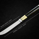PERSONALIZED HANDMADE HIGH CARBON STEEL FOLDING KNIFE BRASS WITH KAMAGONG WOOD INSERTS WITH SHEATH