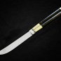PERSONALIZED HANDMADE HIGH CARBON STEEL FOLDING KNIFE BRASS WITH KAMAGONG WOOD INSERTS WITH SHEATH