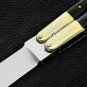 PERSONALIZED HANDMADE HIGH CARBON STEEL FOLDING KNIFE BRASS WITH KAMAGONG WOOD INSERTS WITH SHEATH
