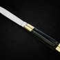 PERSONALIZED HANDMADE HIGH CARBON STEEL FOLDING KNIFE BRASS WITH KAMAGONG WOOD INSERTS WITH SHEATH