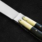 PERSONALIZED HANDMADE HIGH CARBON STEEL FOLDING KNIFE BRASS WITH KAMAGONG WOOD INSERTS WITH SHEATH