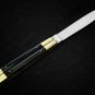 PERSONALIZED HANDMADE HIGH CARBON STEEL FOLDING KNIFE BRASS WITH KAMAGONG WOOD INSERTS WITH SHEATH