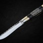 PERSONALIZED D2 TOOL STEEL FOLDING KNIFE BRASS WITH CARABAO HORN & JIGGED BONE INSERTS WITH SHEATH