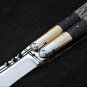 PERSONALIZED D2 TOOL STEEL FOLDING KNIFE BRASS WITH CARABAO HORN & JIGGED BONE INSERTS WITH SHEATH