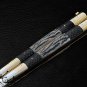 PERSONALIZED D2 TOOL STEEL FOLDING KNIFE BRASS WITH CARABAO HORN & JIGGED BONE INSERTS WITH SHEATH