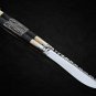 PERSONALIZED D2 TOOL STEEL FOLDING KNIFE BRASS WITH CARABAO HORN & JIGGED BONE INSERTS WITH SHEATH
