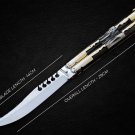 PERSONALIZED MONGOOSE D2 TOOL STEEL ORIGINAL FOLDING KNIFE BRASS WITH CARABAO AND DEER HORN INSERTS