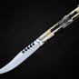 PERSONALIZED MONGOOSE D2 TOOL STEEL ORIGINAL FOLDING KNIFE BRASS WITH CARABAO AND DEER HORN INSERTS