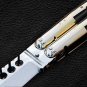 PERSONALIZED MONGOOSE D2 TOOL STEEL ORIGINAL FOLDING KNIFE BRASS WITH CARABAO AND DEER HORN INSERTS