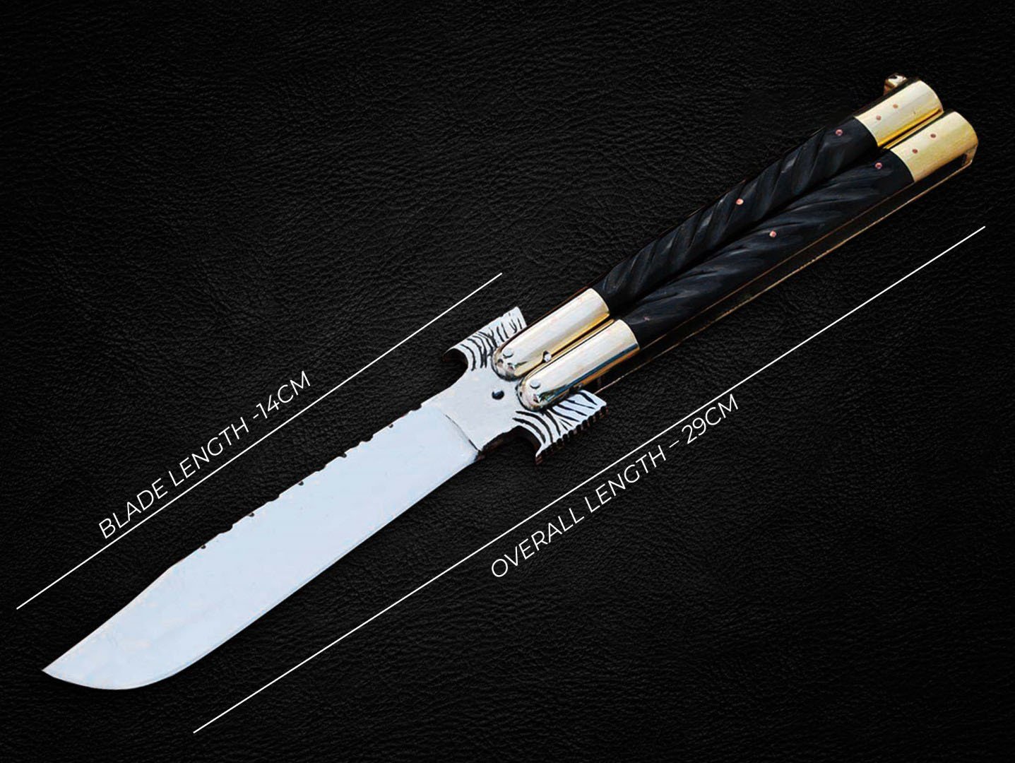 PERSONALIZED MONGOOSE D2 TOOL STEEL ORIGINAL FOLDING KNIFE BRASS WITH KAMAGONG WOOD INSERTS+SHEATH