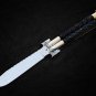 PERSONALIZED MONGOOSE D2 TOOL STEEL ORIGINAL FOLDING KNIFE BRASS WITH KAMAGONG WOOD INSERTS+SHEATH
