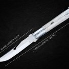 PERSONALIZED D2 TOOL STEEL FOLDING KNIFE STAINLESS STEEL WITH BONE INSERTS WITH LEATHER SHEATH