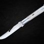 PERSONALIZED D2 TOOL STEEL FOLDING KNIFE STAINLESS STEEL WITH BONE INSERTS WITH LEATHER SHEATH