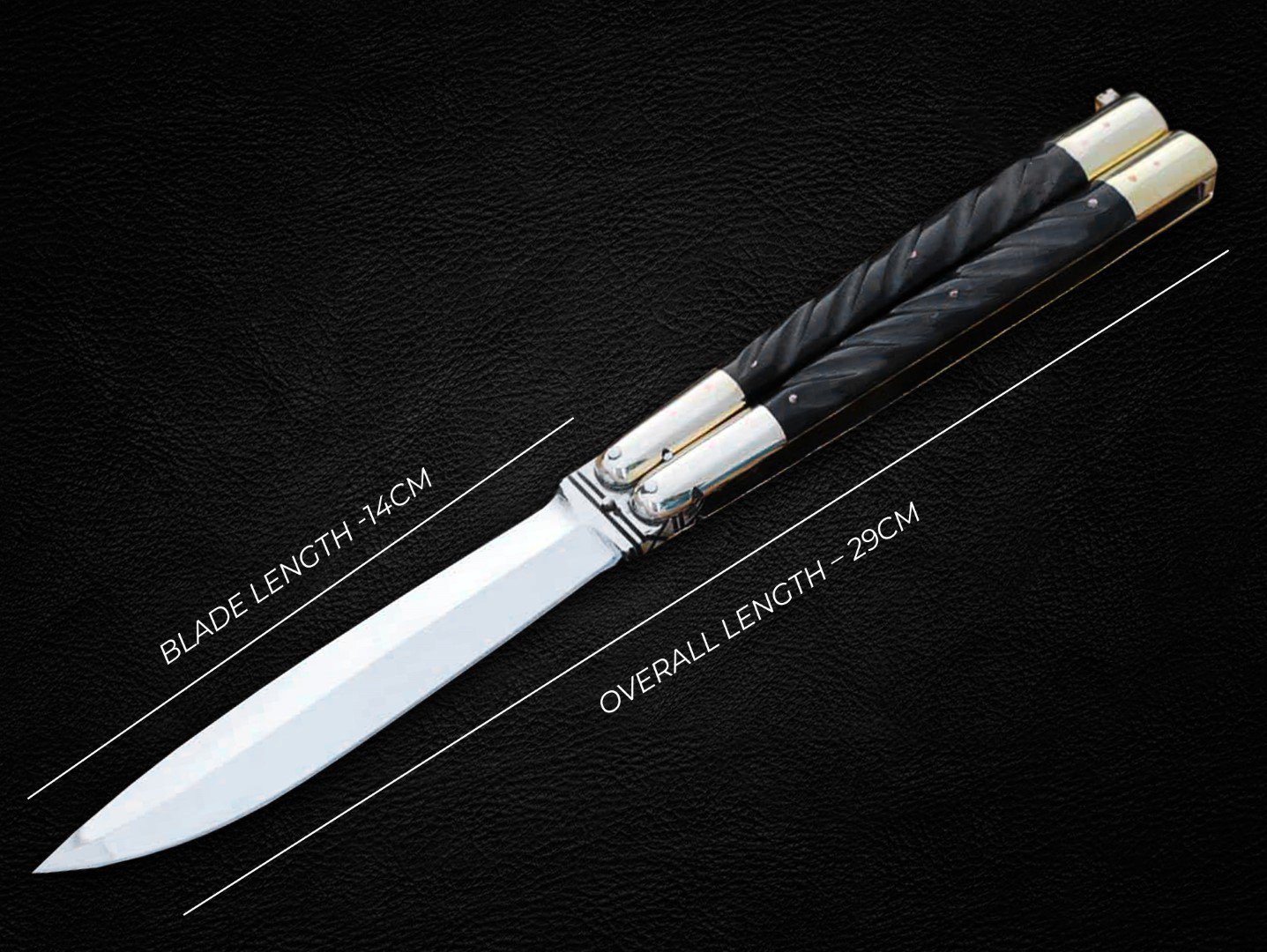 PERSONALIZED D2 TOOL STEEL FOLDING KNIFE BRASS WITH KAMGONG WOOD INSERTS WITH LEATHER SHEATH