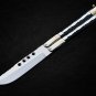 PERSONALIZED CUSTOM D2 TOOL STEEL FOLDING KNIFE BRASS WITH KAMGONG WOOD INSERTS WITH LEATHER SHEATH