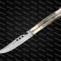 PERSONALIZED HANDMADE D2 TOOL STEEL FOLDING KNIFE BRASS WITH JIGGED BONE INSERTS WITH LEATHER SHEATH