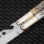 PERSONALIZED HANDMADE D2 TOOL STEEL FOLDING KNIFE BRASS WITH JIGGED BONE INSERTS WITH LEATHER SHEATH