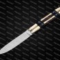 PERSONALIZED D2 TOOL STEEL FOLDING KNIFE BRASS WITH KAMAGONG WOOD AND MICARTA INSERTS+LEATHER SHEATH