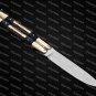 PERSONALIZED D2 TOOL STEEL FOLDING KNIFE BRASS WITH KAMAGONG WOOD AND MICARTA INSERTS+LEATHER SHEATH