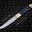 PERSONALIZED HANDMADE D2 TOOL STEEL FOLDING KNIFE BRASS WITH KAMAGONG WOOD INSERTS + LEATHER SHEATH