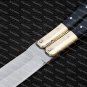 PERSONALIZED HANDMADE D2 TOOL STEEL FOLDING KNIFE BRASS WITH KAMAGONG WOOD INSERTS + LEATHER SHEATH