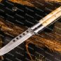 D2 Tool Steel Folding Butterfly Knives Stainless Steel Bone Inserts World Class Knives with Sheath