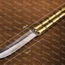 High Carbon Steel Folding Butterfly Knives Brass World Class Knives with Leather Sheath