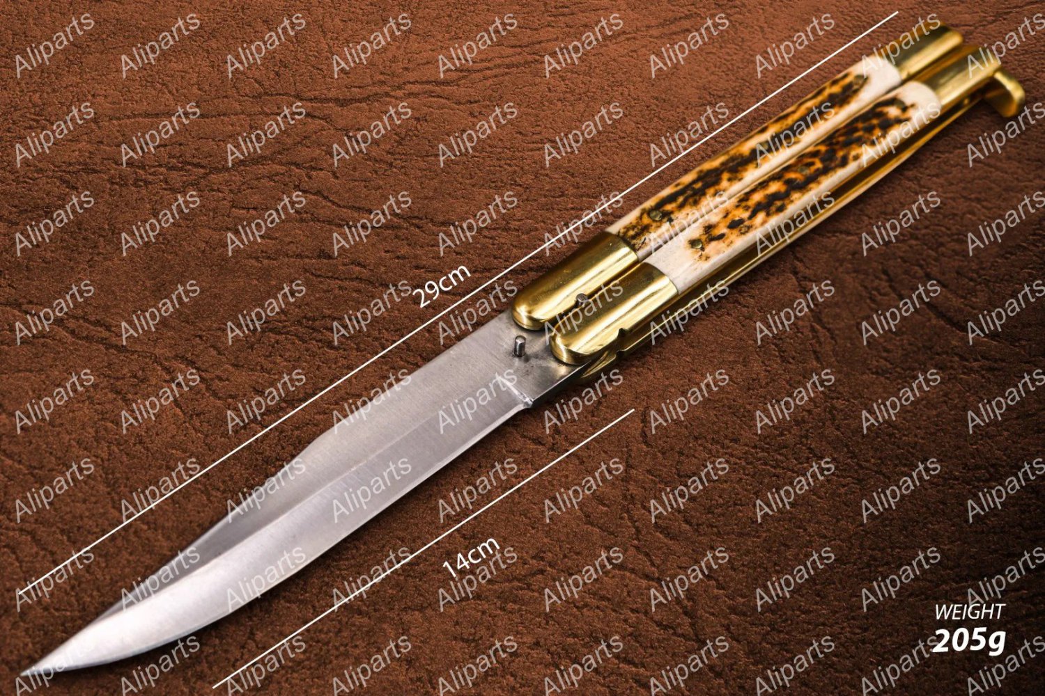 D2 Tool Steel Folding Butterfly Stainless Steel Dye Bone Inserts World Class Knives with Sheath