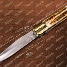 D2 Tool Steel Folding Butterfly Stainless Steel Dye Bone Inserts World Class Knives with Sheath