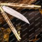 D2 Tool Steel Folding Butterfly Stainless Steel Dye Bone Inserts World Class Knives with Sheath