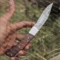 Back Lock 9" Handmade Damascus Steel Pocket Knife Dark Wood Handle Steel clips Folding Knife