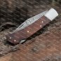 Back Lock 9" Handmade Damascus Steel Pocket Knife Dark Wood Handle Steel clips Folding Knife