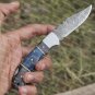 Handmade Damascus Steel Hunting Pocket Knife Camping Folding Blade Black Blue Dollar Sheet Handle