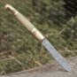 Hand Forged Damascus Steel Camel Bone Handle Pocket Knife With Genuine Cow Sheath