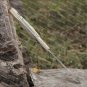 Hand Forged Damascus Steel Camel Bone Handle Pocket Knife With Genuine Cow Sheath