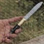 Hand Forged Damascus Steel Bull Horn Handle Pocket Knife With Genuine Cow Sheath