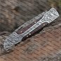8" Handmade Dark Wood Handle Folding Pocket Knife With Engraved Frame Work With Leather Sheath
