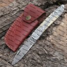 8" Handmade Green Camel Bone Handle Folding Pocket Knife With Engraved Frame Work With Lather Sheath