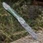 8 Handmade Green Dollar Sheet Handle Folding Pocket Knife With Engraved Frame Work + Leather Sheath