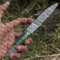 8 Handmade Green Dollar Sheet Handle Folding Pocket Knife With Engraved Frame Work + Leather Sheath