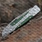 8 Handmade Green Dollar Sheet Handle Folding Pocket Knife With Engraved Frame Work + Leather Sheath