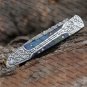 8" Handmade Blue Dollar Sheet Handle Folding Pocket Knife With Engraved Frame Work+ Leather Sheath
