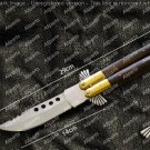 Custom D2 Tool Steel Folding Butterfly Stainless Steel Brass with Walnut Wood Inserts with Sheath