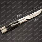 Personalized High Carbon Steel Folding Butterfly Stainless Steel with Ram Horn Inserts with Sheath