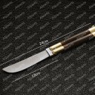 Personalized High Carbon Steel Folding Butterfly Brass with Ebony Wood Inserts  with Leather Sheath