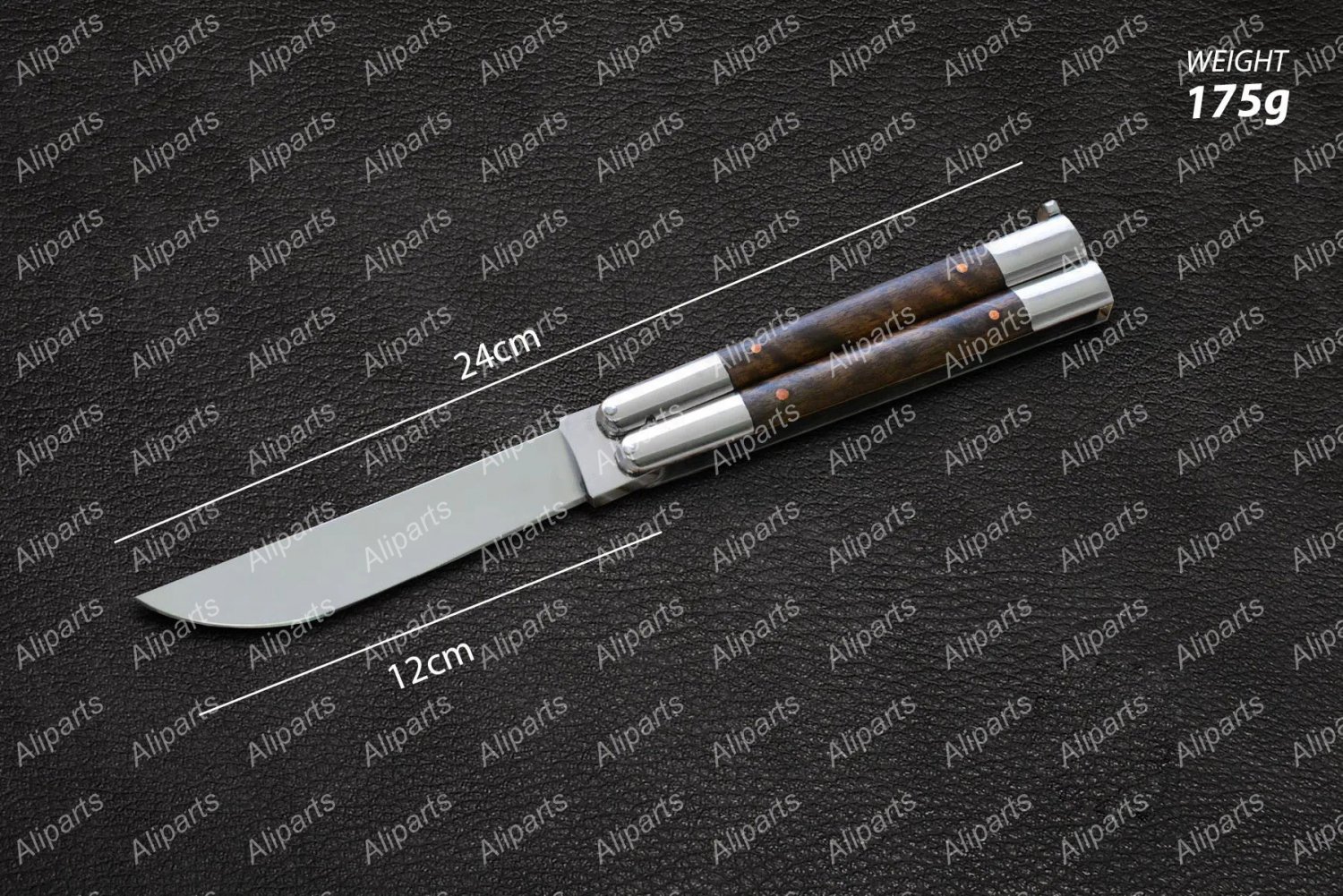 Personalized D2 Tool Steel Folding Butterfly Stainless Steel Ram Horn Inserts with Leather Sheath
